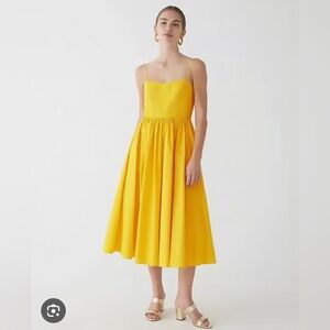 NWT J CREW Poplin MIDI dress solar yellow 4